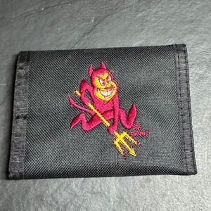 Arizona State Sun Devils ASU Sparky Embroidered Trifold Canvas Wallet Black